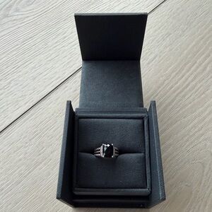 David Yurman Black Onyx and Diamonds Petite Wheaton Ring
